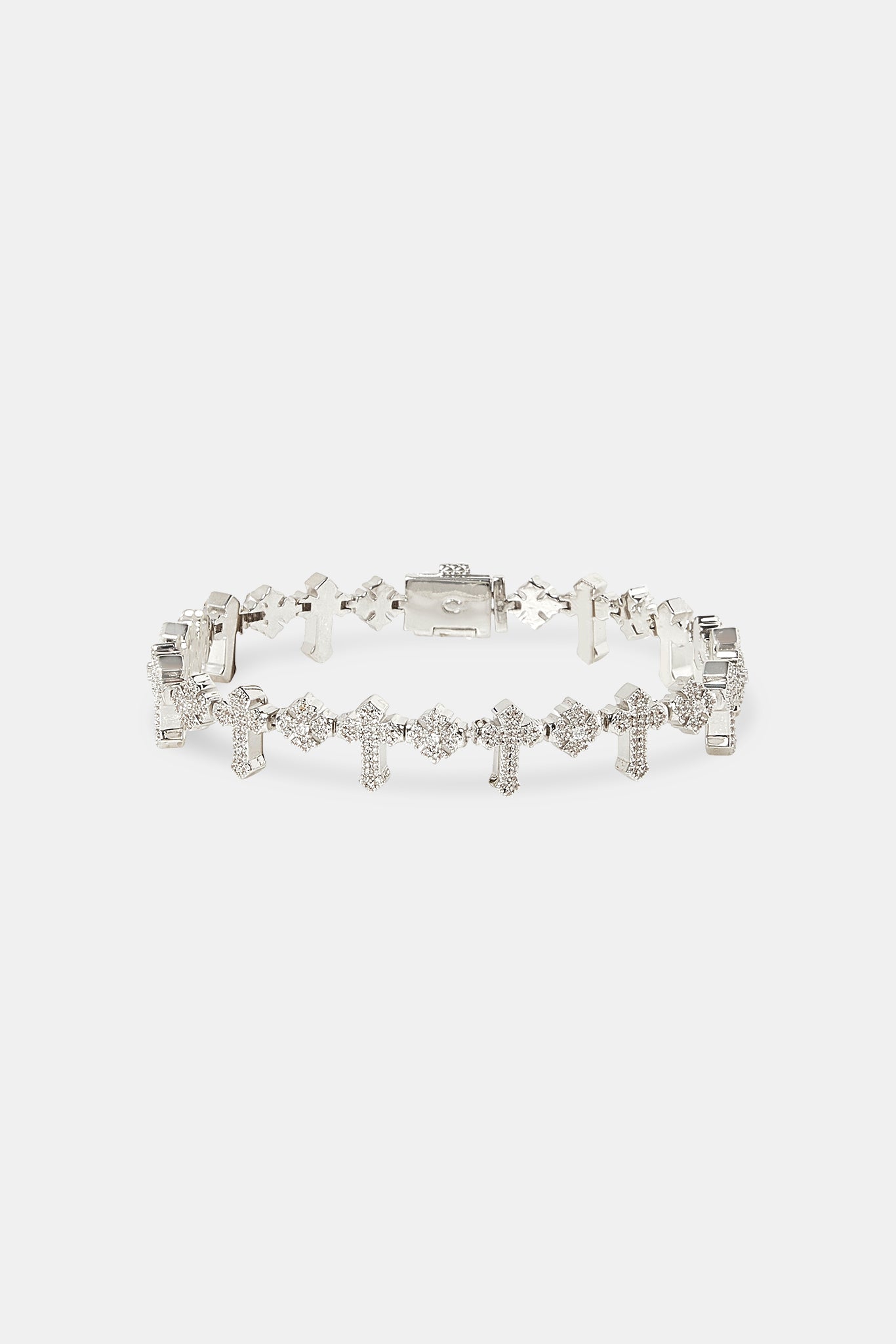 Iced Double Cross Infinity Bracelet - 10mm